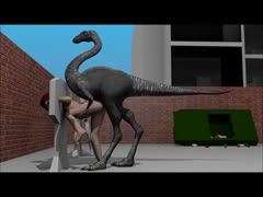 A gorgeous beastiality lover getting fucked by a dinosaur